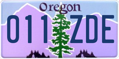 OR license plate 011ZDE