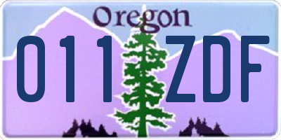 OR license plate 011ZDF