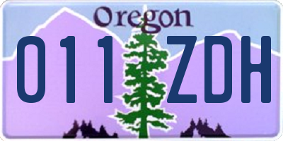OR license plate 011ZDH