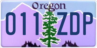 OR license plate 011ZDP
