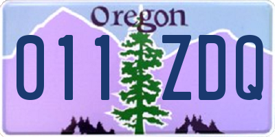 OR license plate 011ZDQ