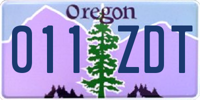 OR license plate 011ZDT