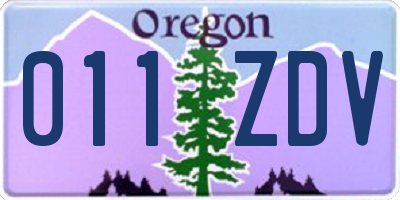 OR license plate 011ZDV