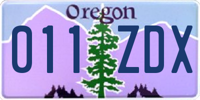 OR license plate 011ZDX