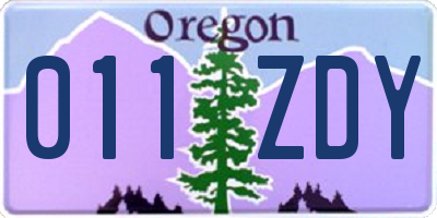 OR license plate 011ZDY