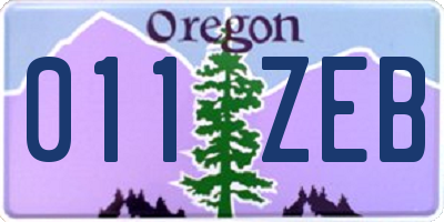 OR license plate 011ZEB