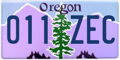 OR license plate 011ZEC