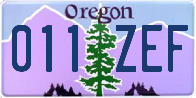 OR license plate 011ZEF