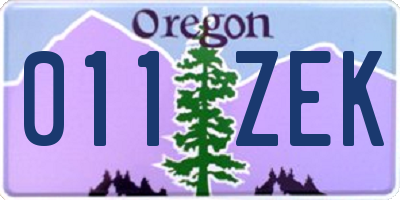 OR license plate 011ZEK