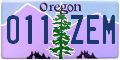 OR license plate 011ZEM