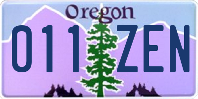 OR license plate 011ZEN