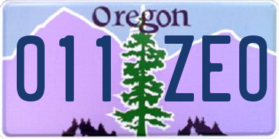 OR license plate 011ZEO