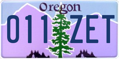 OR license plate 011ZET