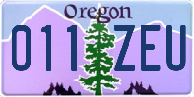OR license plate 011ZEU