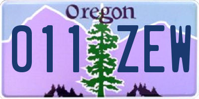 OR license plate 011ZEW