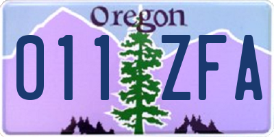 OR license plate 011ZFA