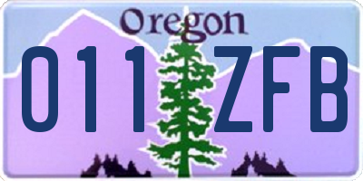 OR license plate 011ZFB