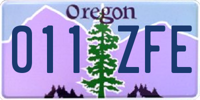 OR license plate 011ZFE