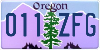 OR license plate 011ZFG