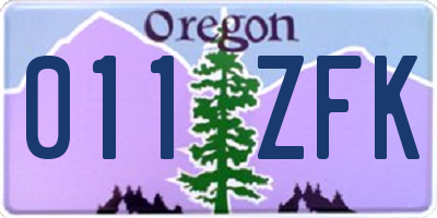 OR license plate 011ZFK