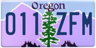 OR license plate 011ZFM
