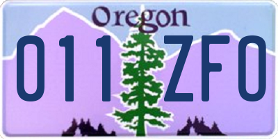 OR license plate 011ZFO