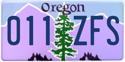 OR license plate 011ZFS