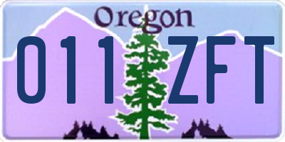 OR license plate 011ZFT