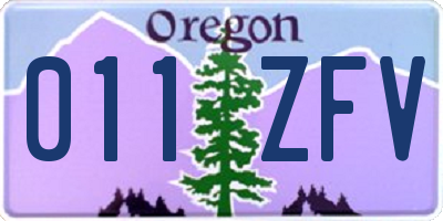 OR license plate 011ZFV
