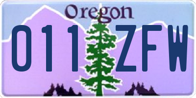 OR license plate 011ZFW