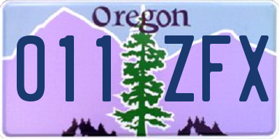 OR license plate 011ZFX
