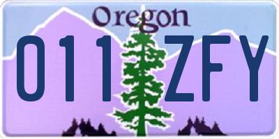 OR license plate 011ZFY