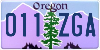 OR license plate 011ZGA