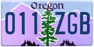 OR license plate 011ZGB