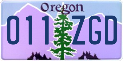 OR license plate 011ZGD
