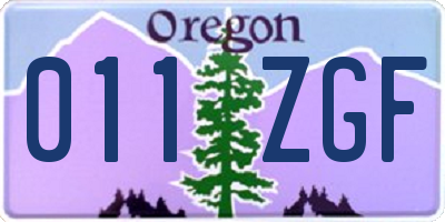 OR license plate 011ZGF