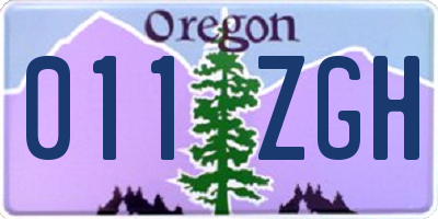 OR license plate 011ZGH
