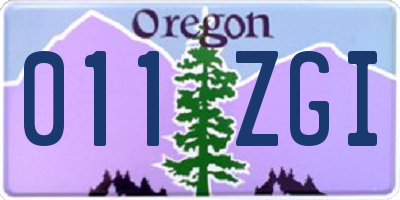 OR license plate 011ZGI
