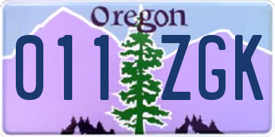 OR license plate 011ZGK