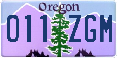 OR license plate 011ZGM