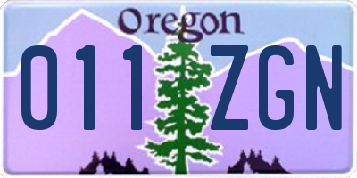 OR license plate 011ZGN