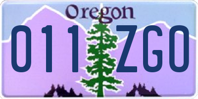 OR license plate 011ZGO