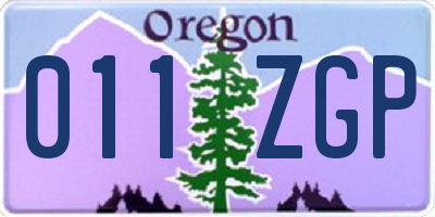 OR license plate 011ZGP