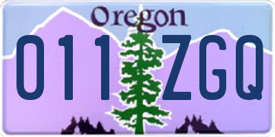 OR license plate 011ZGQ