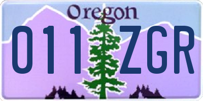 OR license plate 011ZGR