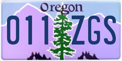 OR license plate 011ZGS