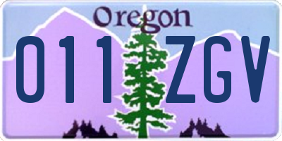 OR license plate 011ZGV