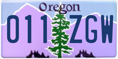 OR license plate 011ZGW