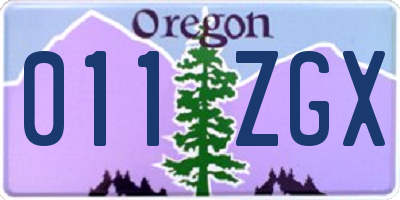 OR license plate 011ZGX