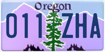 OR license plate 011ZHA